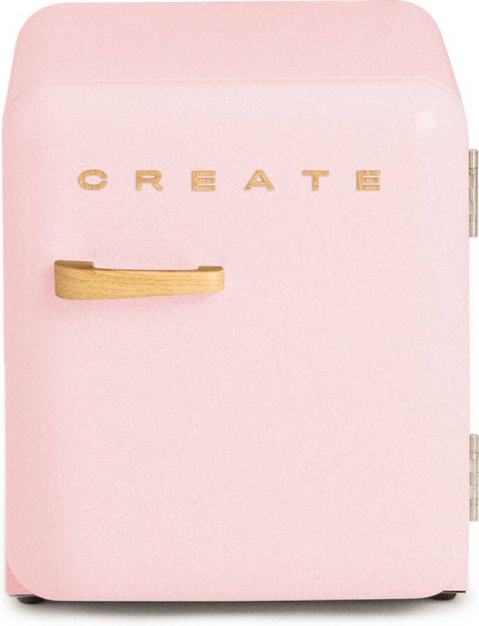 Create RETRO FRIDGE 48L HOUT Koelkast 3 Planken Pastel roze
