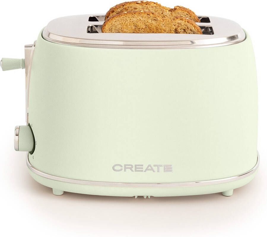 Create TOAST RETRO STYLANCE S Broodrooster Voor Medium Brede Plakken 6 niveaus 850W Pastelgroen
