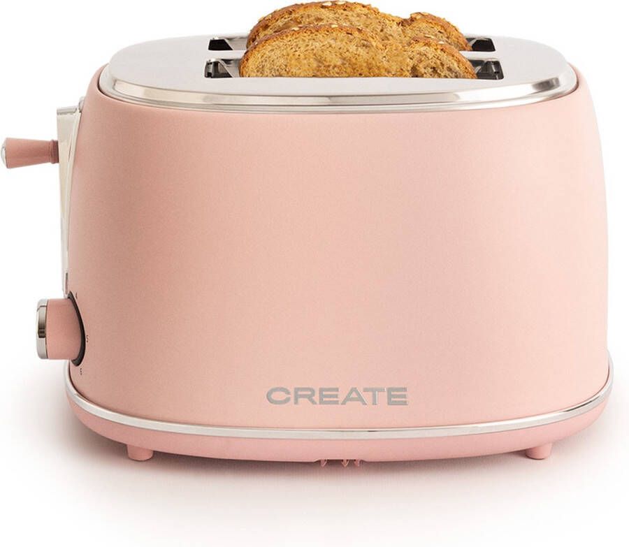 Create TOAST RETRO STYLANCE S Broodrooster Voor Medium Brede Plakken 6 niveaus 850W Pastelroze