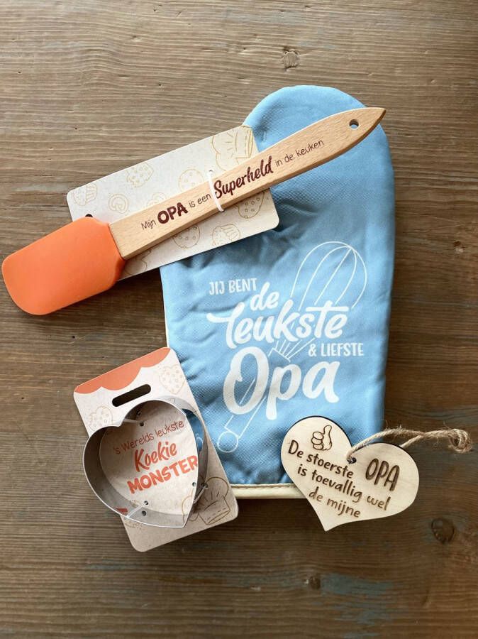 Creaties van hier Opa Ovenwant Opa Met Houten Hartje Spatel Opa Koekvorm Koekiemonster
