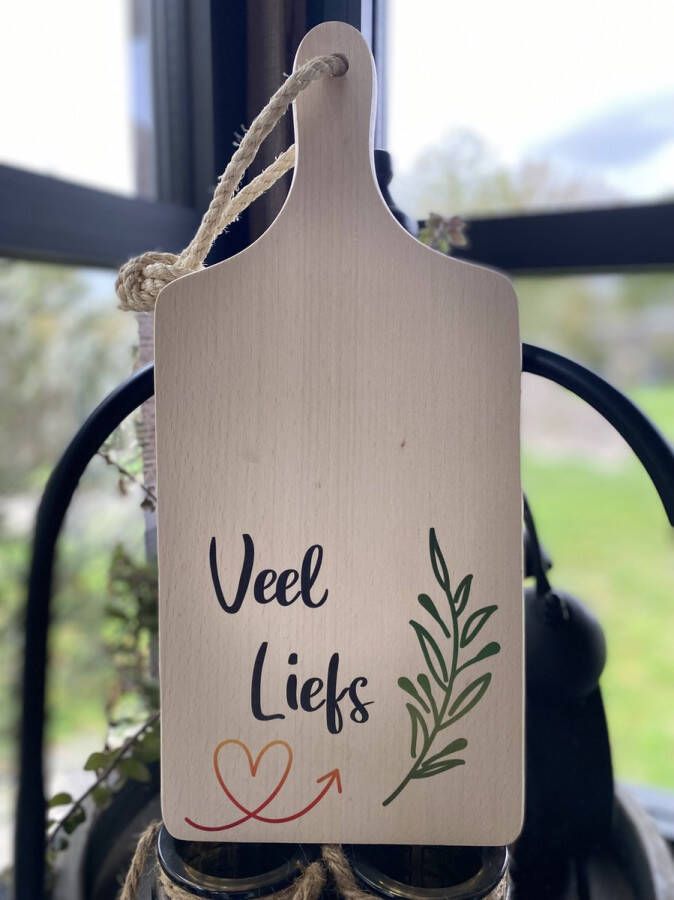 Creaties van hier Serveerplankje met de tekst veel liefs moederdag Valentijnsdag