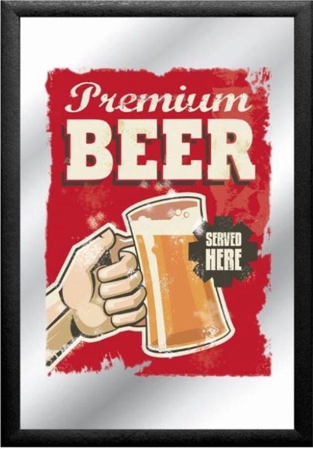Creatieve decoraties voor jou Spiegel Premium Beer Served Here 32x22 cm Wandspiegel