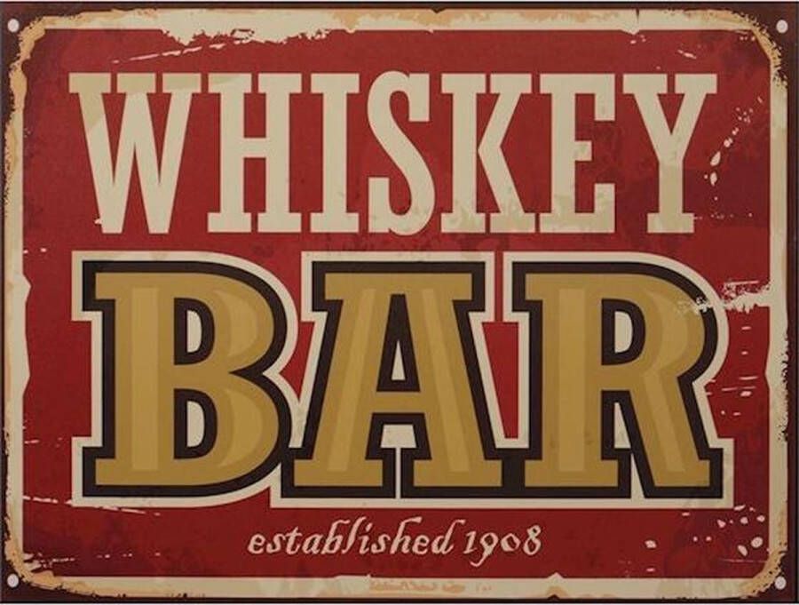 Creatieve decoraties voor jou Whiskey BAR Metalen wandbord 33x25 cm