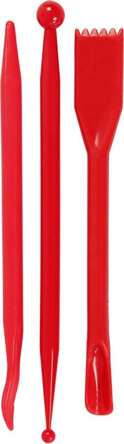 Creativ company Boetseergereedschap l: 14 5 cm rood 3stuks