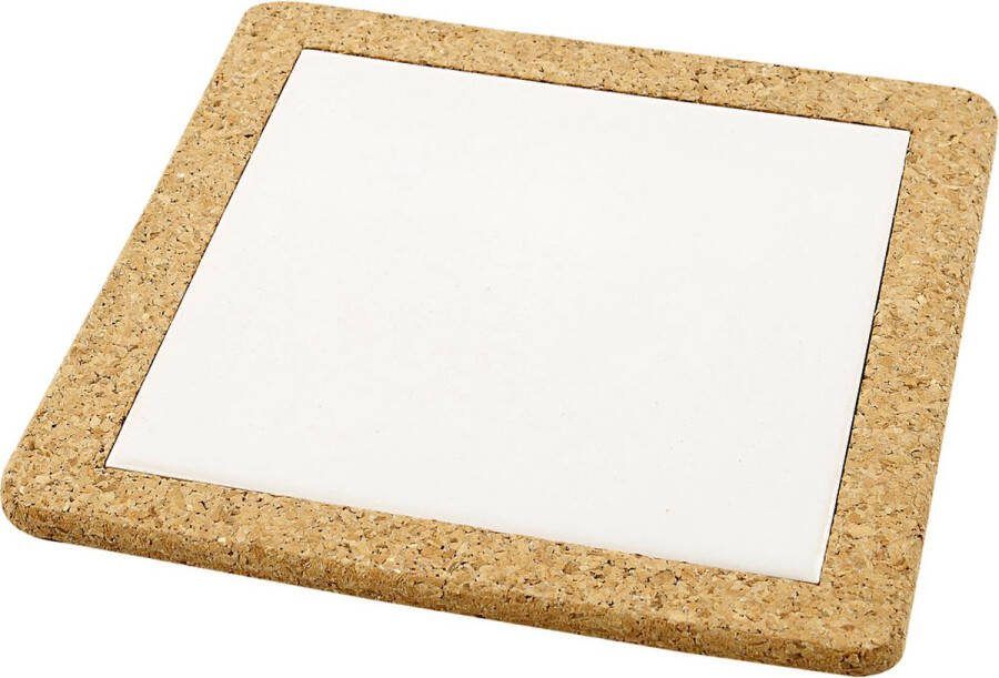 Creativ company CC Porseleinen Onderzetter Met Lijst Van Kurk 19x19 cm per stuk