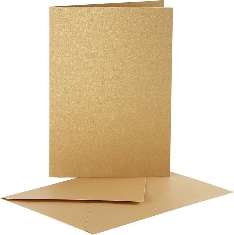 Creativ company Creotime Parelmoer Kaarten & Enveloppen afmeting kaart 10 5x15 cm goud 10 sets
