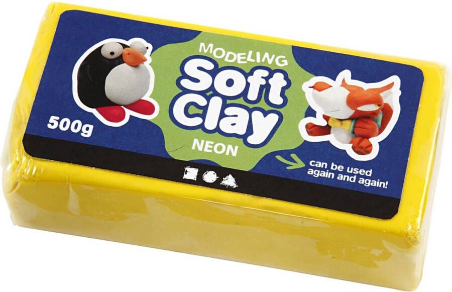 Creativ company Creotime Soft Clay afm 13x6x4 cm geel 500gr