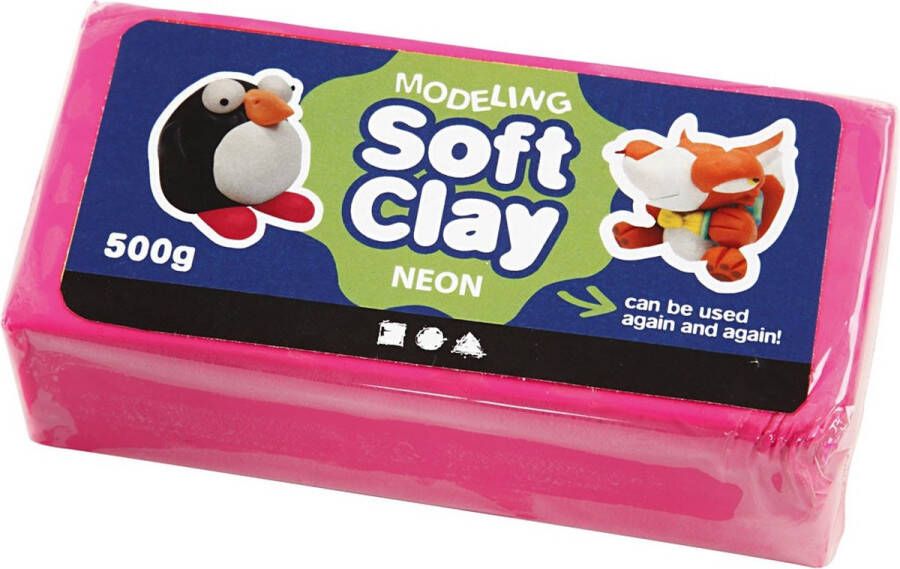 Creativ company Creotime Soft Clay afm 13x6x4 cm neon roze 500gr