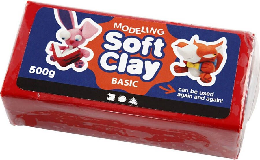 Creativ company Creotime Soft Clay afm 13x6x4 cm rood 500gr