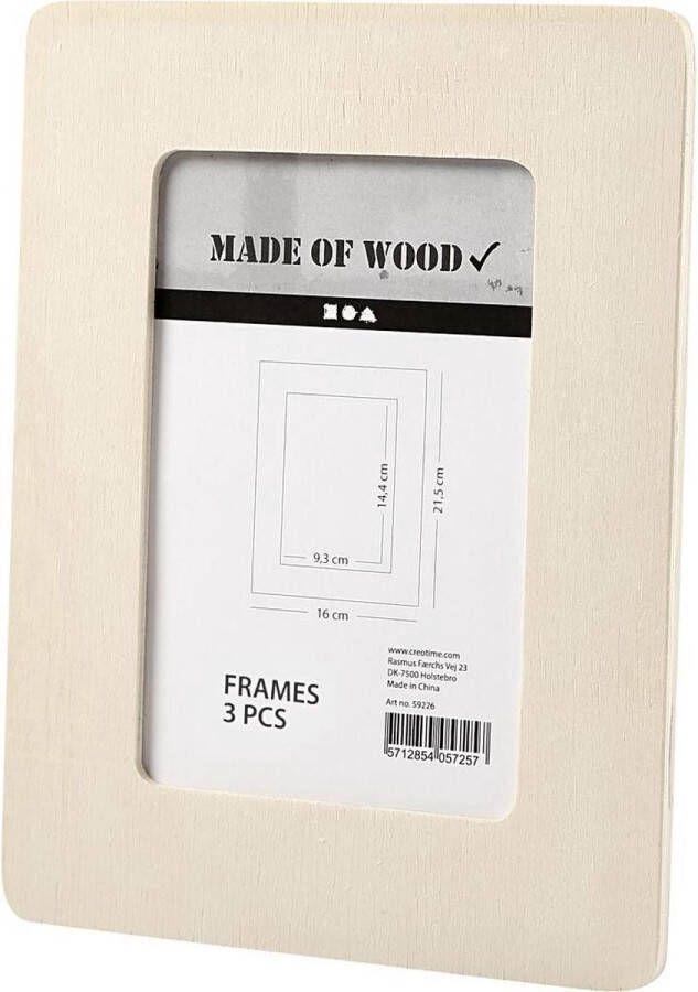 Creativ company Fotolijst buitenmaat 16x0 8x21 5 cm uitsnede: 9 3x14 4 cm 3 stuks triplex
