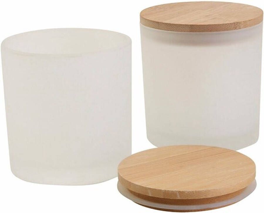 Creativ company Glazen potten met houten deksels H: 9 cm d 8 cm 12 stuk 1 doos