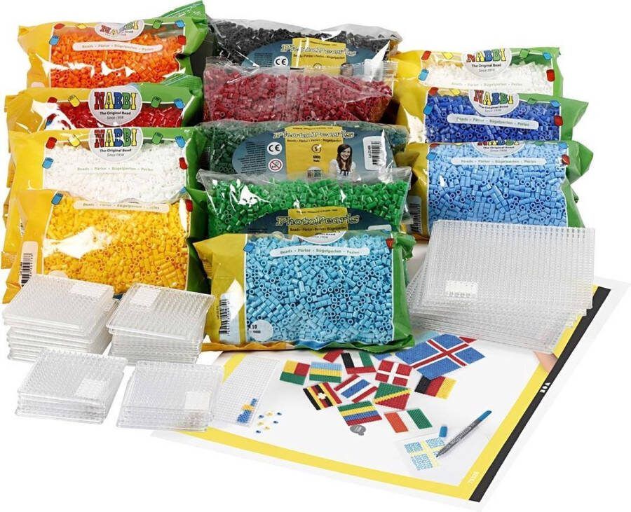 Creativ company Klassenset voor Vlaggen van de Wereld van strijkkralen 1 set kleuren assorti