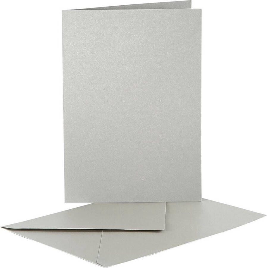Creativ company Parelmoer Kaarten & Enveloppen afmeting kaart 10 5x15 cm zilver 10 sets