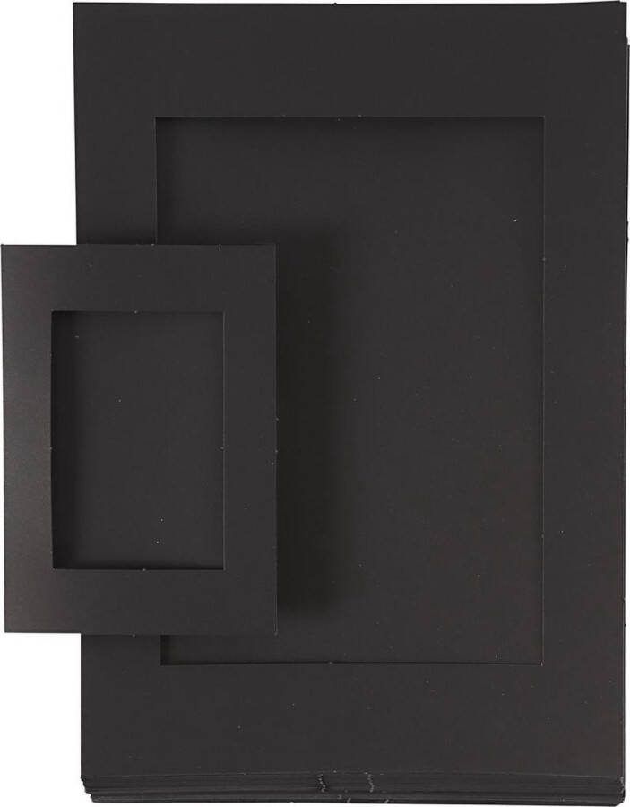 Creativ company Passepartout lijsten afm A4+A6 uitsnede: 6 5x12 5+16x21 cm 2x60 stuks zwart