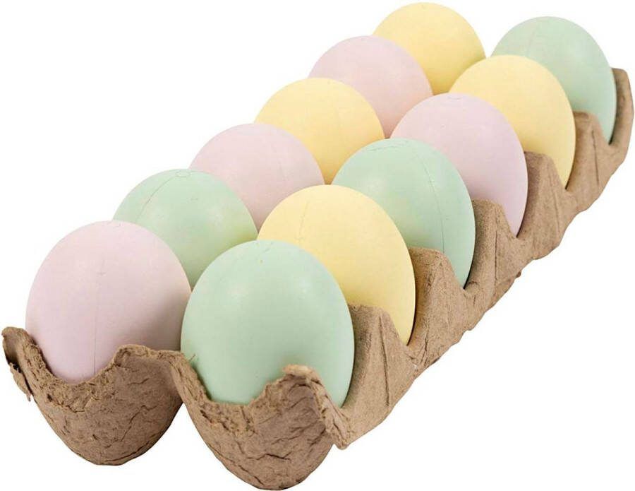 Creativ company CC Plastic Eieren 8 cm Pastelkleuren 12 stuks