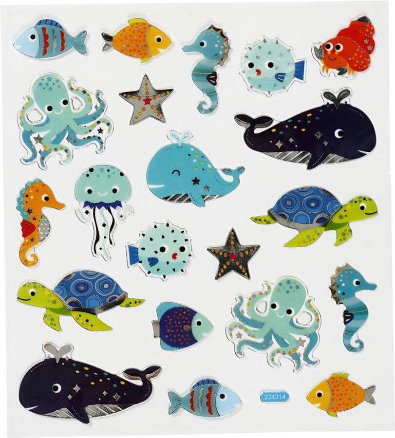 Creativ company Stickers vel 15x165 cm circa 21 stuk zeedieren 1vel