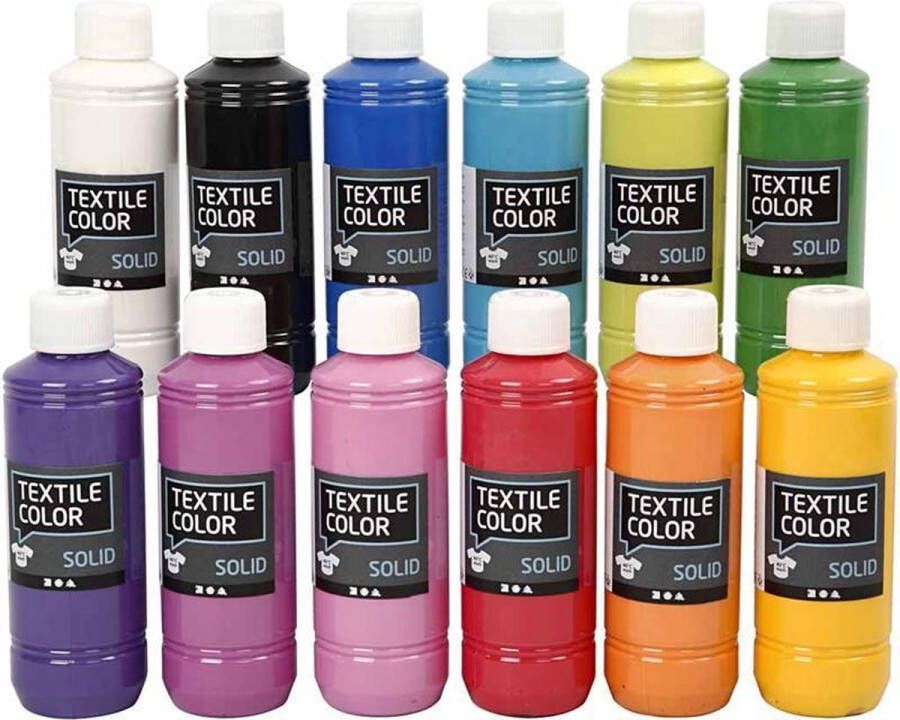 Creativ company Textielverf Kleuren Dekkend Creotime 12x250 ml