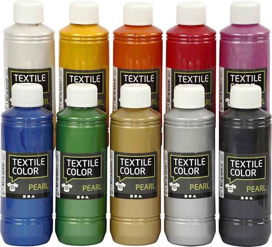 Creativ company Textielverf Dekkend Kleuren Parelmoer Creotime 10x250 ml