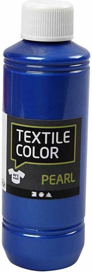 Creativ company Textielverf Dekkend Blauw Parelmoer Creotime 250 ml