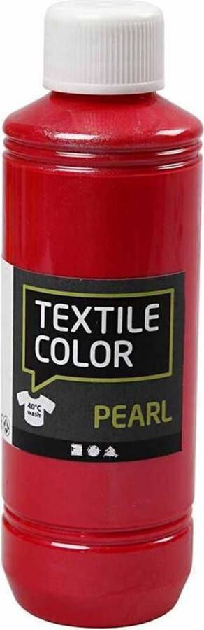 Creativ company Textielverf Dekkend Rood Parelmoer Creotime 250 ml