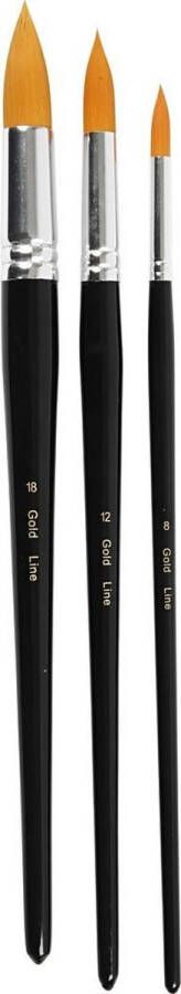 Creativ company Big size Gold Line penselen l: 31 5+33+33 cm b: 8+12+18 mm 3 stuks