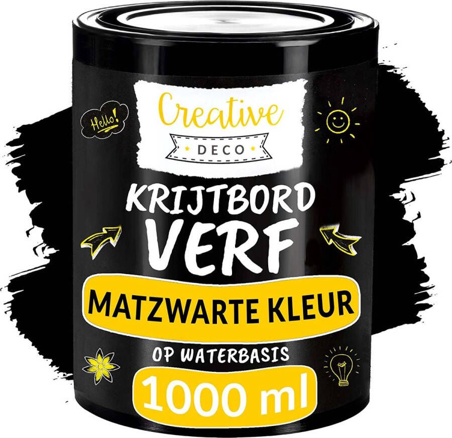 Creative Deco 1L Krijtbord Verf – 1000ml – Mat Zwart Watergedragen