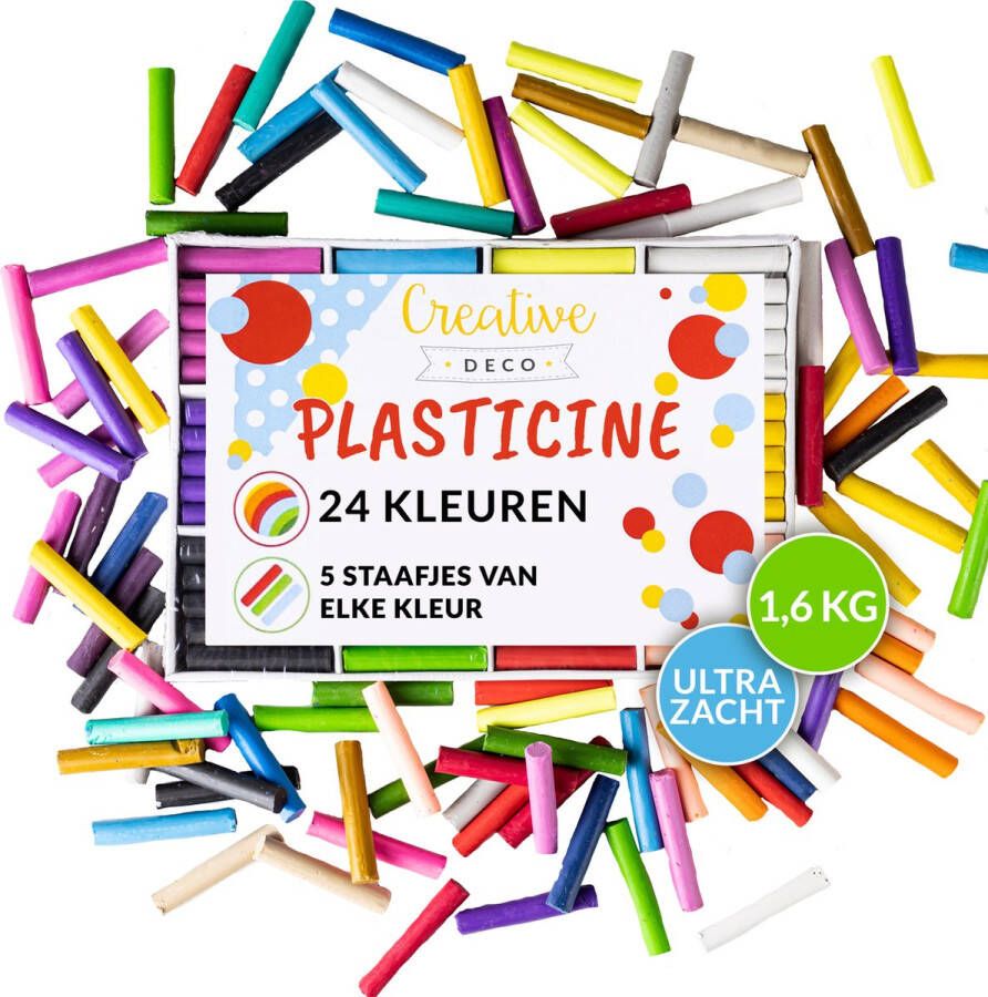 Creative Deco Boetseerklei voor Kinderen 24 Kleuren 1600g Gemaakt in de EU| Veilig en Niet Giftig Plasticine