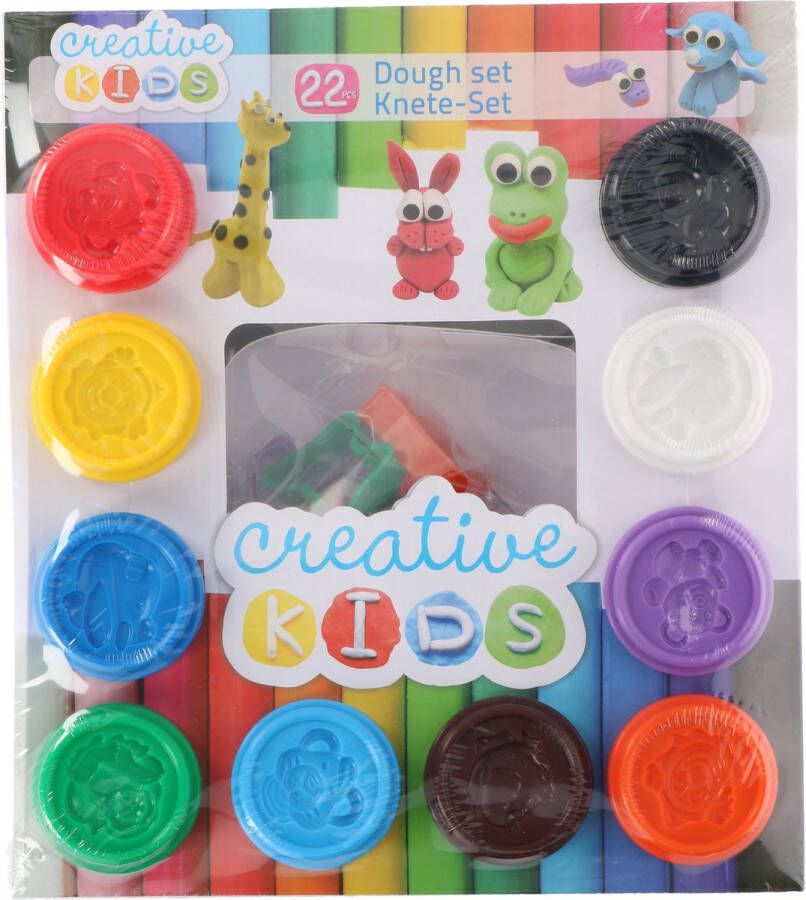 Creative Kids Boetseerklei + Uitsteekvormen 10 Potjes Klei 12 Vormen Zacht en Kneedbaar Verschillende Kleuren