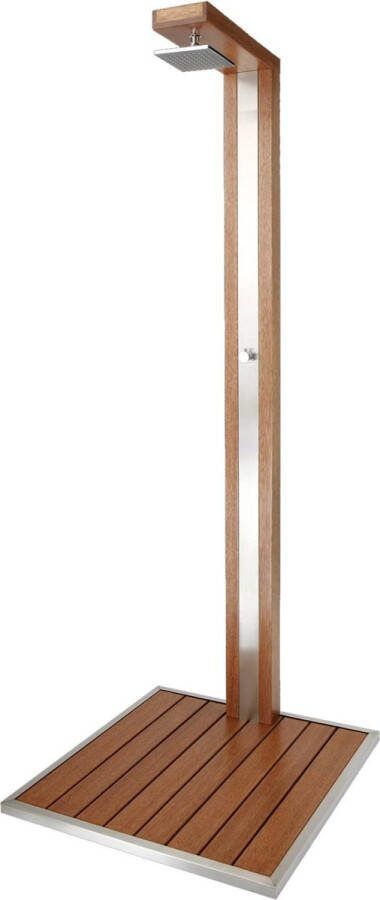 Creavit Buitendouche Mallorca Bamboe met bak RVS hoofddouche 220x80x80 cm