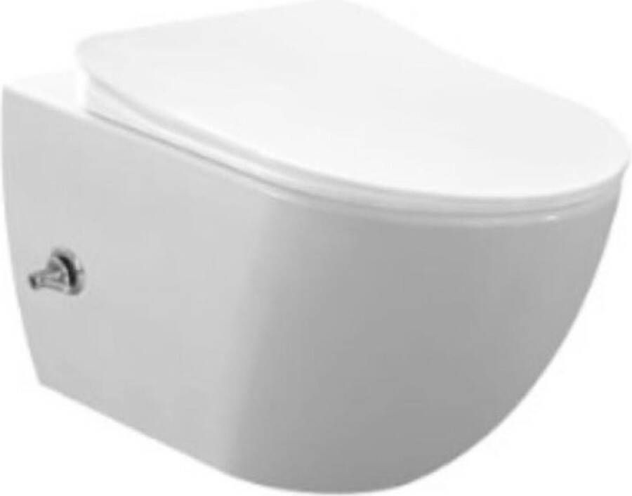 Creavit design ophang wc met rvs sproeier (bidet) Rim Off met een geïntegreerde warm koud water kraan