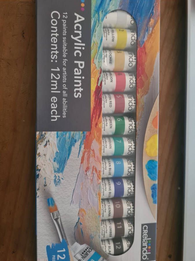 Crelando Acryl verf 12 stuks ieder 12ml Sneldrogend Verschillende kleuren