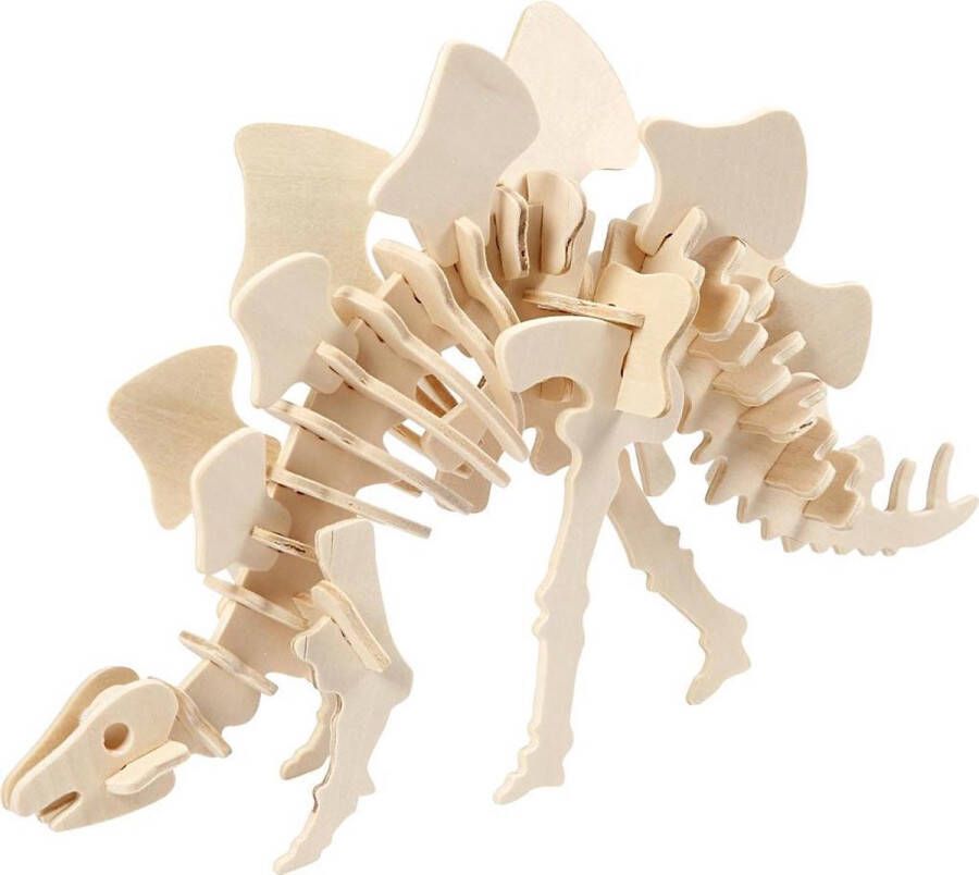 Creotime 3D Hout constructieset met APP Stegosaurus h: 15 cm l: 27 cm triplex 1stuk b: 7 4 cm