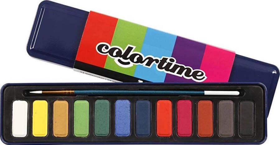 No brand Colortime aquarelverfset met penseel 14-delig multicolor