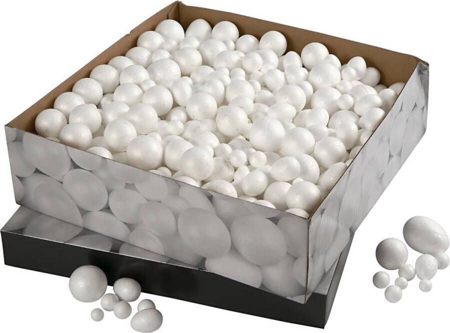 Creotime Styropor Ballen & Eieren afm 1 5-6 1 cm 550 assorti