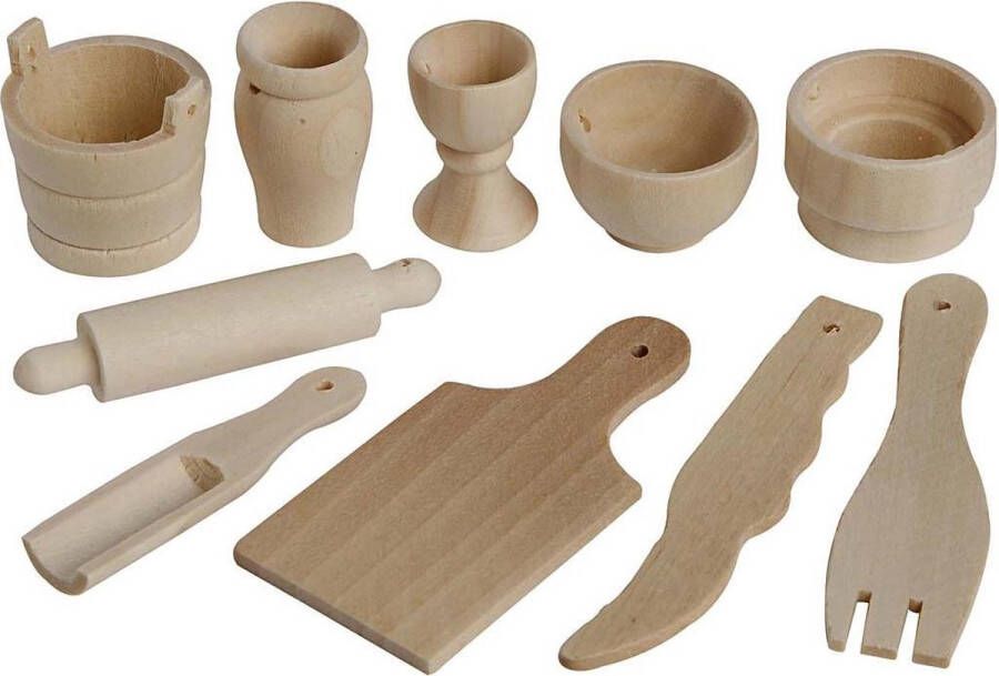 Creotime Keukengerei l: 40-60 mm 50 stuks berkehout
