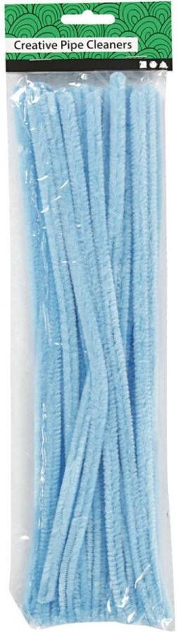 Creotime Chenilledraad Pijpenragers Lichtblauw Nylon Metaal Lengte: 30 cm Dikte: 9mm 25 stuks