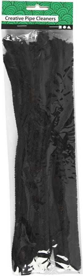 Creotime Chenilledraad Pijpenragers Zwart Nylon Metaal Lengte: 30 cm Dikte: 15mm 15 stuks