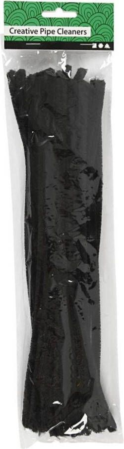 Creotime Chenilledraad Pijpenragers Zwart Nylon Metaal Lengte: 30 cm Dikte: 9mm 25 stuks