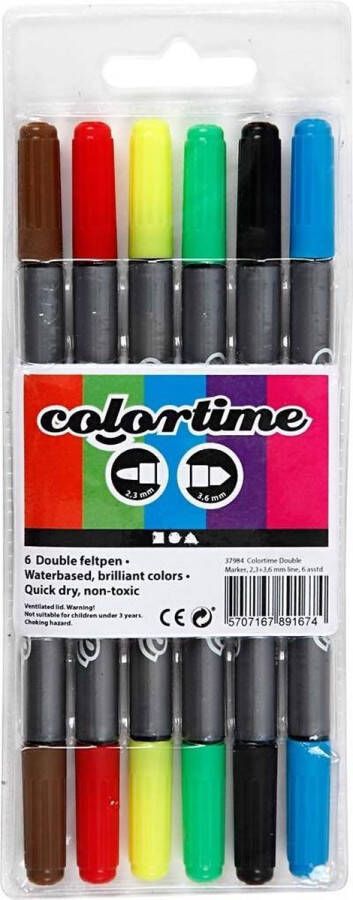 Creotime ColorTime Dubbelstiften 6 kleuren 2 3 + 3 6 mm lijn