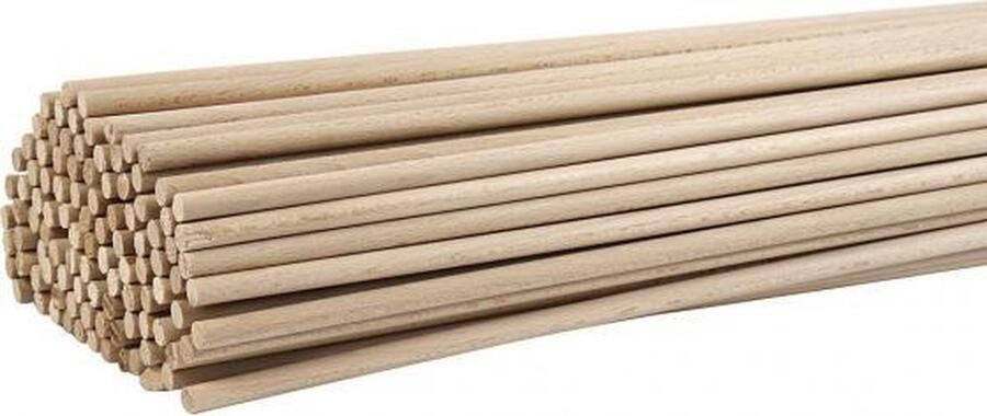 Creotime houten bloemstokken 8 mm 60 cm blank 10 stuks
