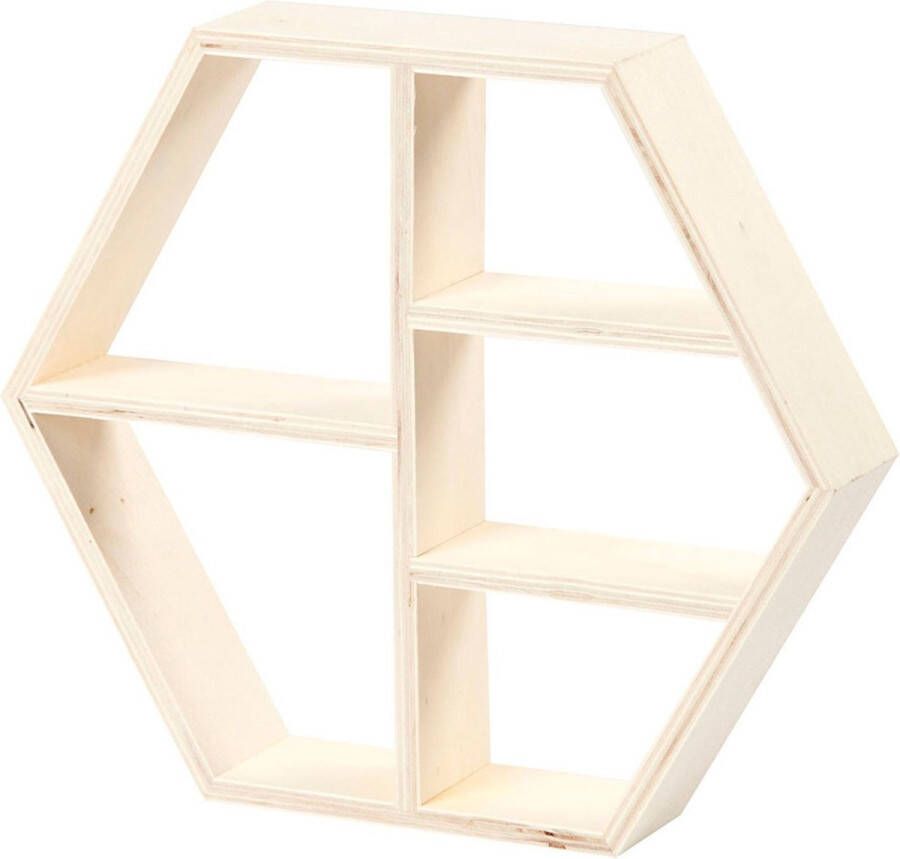 Creativ company Display kast hexagon h: 25 cm b: 28 5 cm triplex 1stuk diepte 5 cm