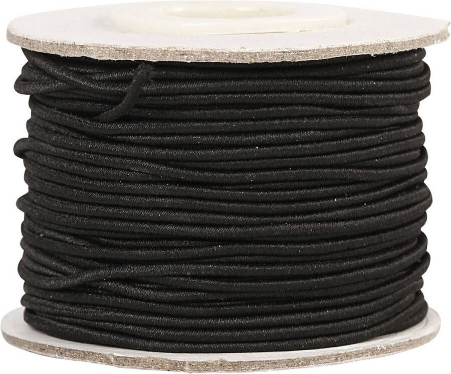 Creotime elastiek 25 m 1 mm zwart