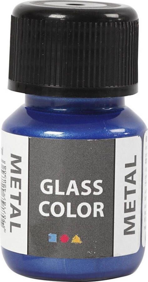 Creotime Glasverf Porseleinverf Verf Voor Porselein En Glas Blauw Metallic Glass Color Metal 30ml