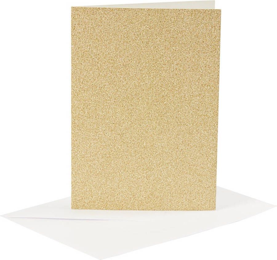 Creotime Glitterkaarten Met Enveloppen 10 5 X 15 Cm 4 Stuks Goud