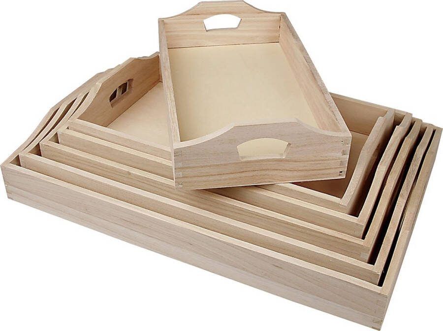 Creotime Houten dienbladen Keizerin boom 6 assorti