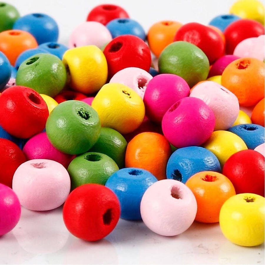 Creativ company Houten kralen mix d: 8 mm gatgrootte 1 5-2 mm 500 gr