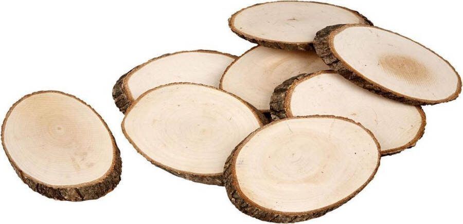 Creotime Houten Schijf Met Bast 8 mm Inhoud Kan Variëren 12 Stuk 1 Doos