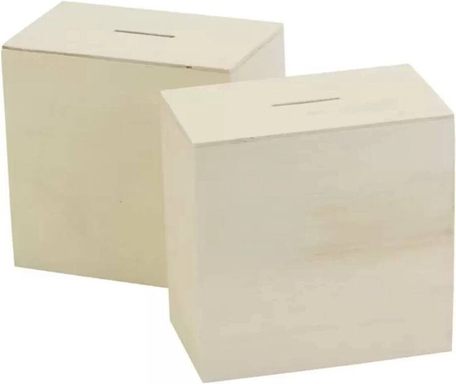 Creativ company Houten Spaarpot 10x10x6cm 10st