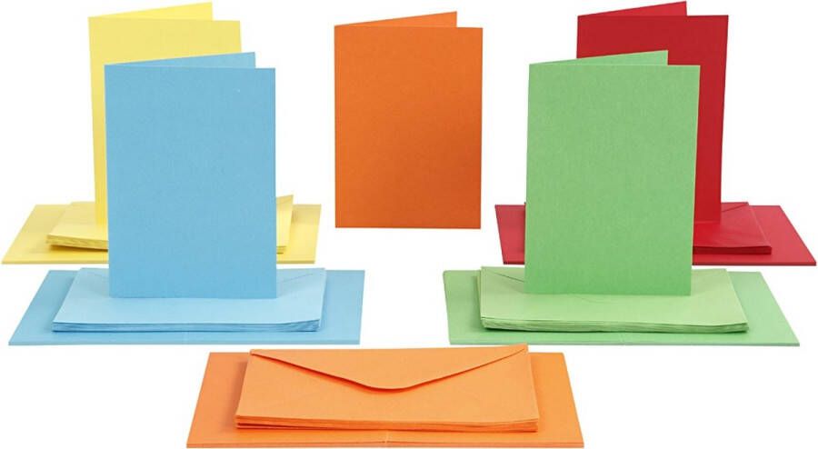 Creotime Kaarten & Enveloppen afmeting kaart 10 5x15 cm afmeting envelop 11 5x16 5 cm 50 sets kleuren assorti