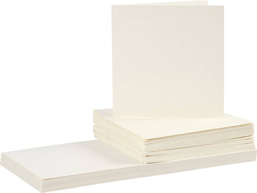 Creotime Kaarten en enveloppen afmeting kaart 15x15 cm afmeting envelop 16x16 cm 50 sets off-white